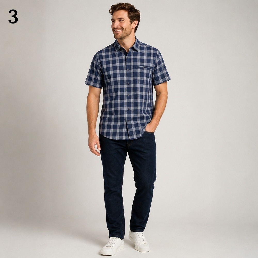 Ted Baker London Button Front Shirt Mens 5 Large Blue White Plaid 100% Cotton